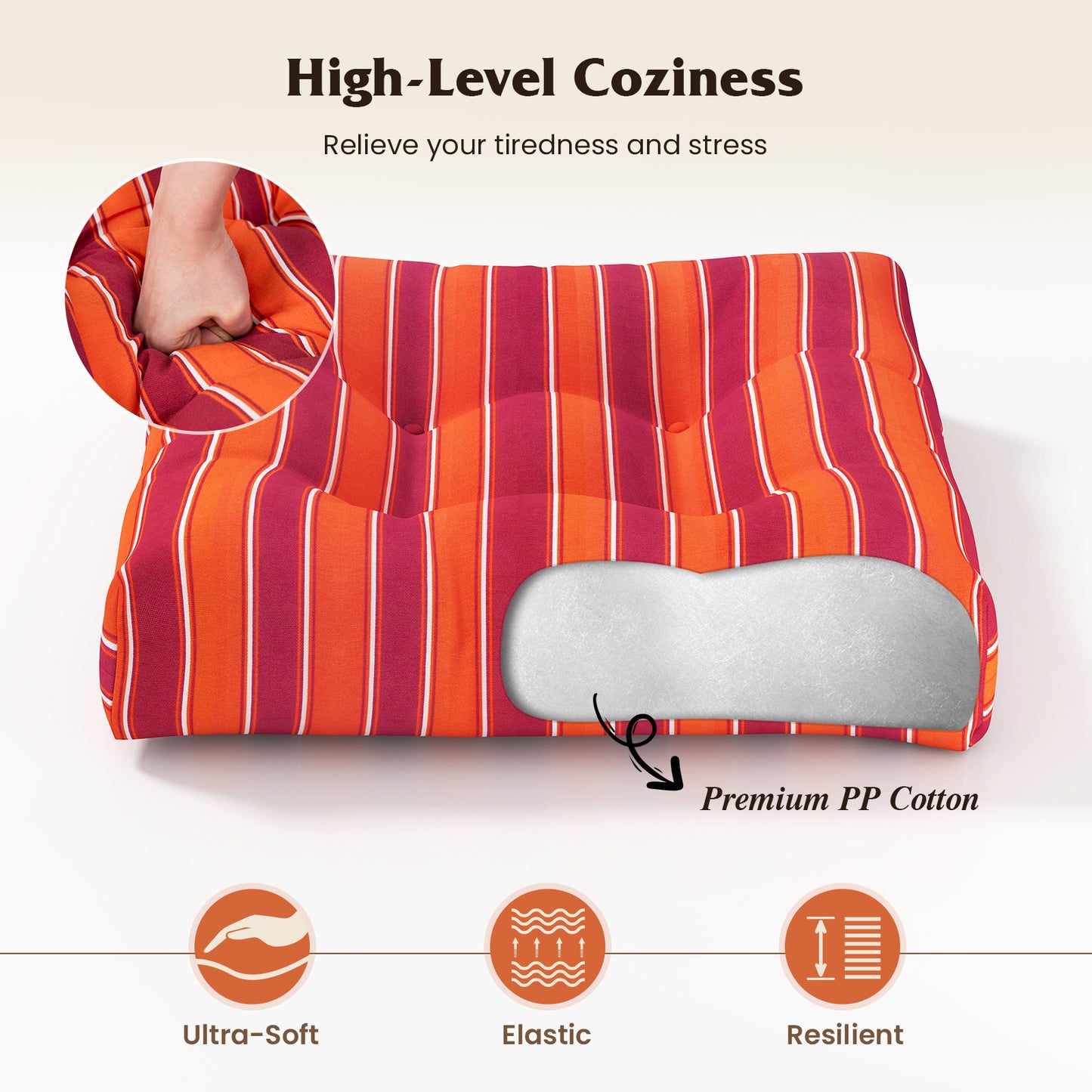 21x21 Inch Patio Chair Seat Cushion Pads - Indoor & Outdoor