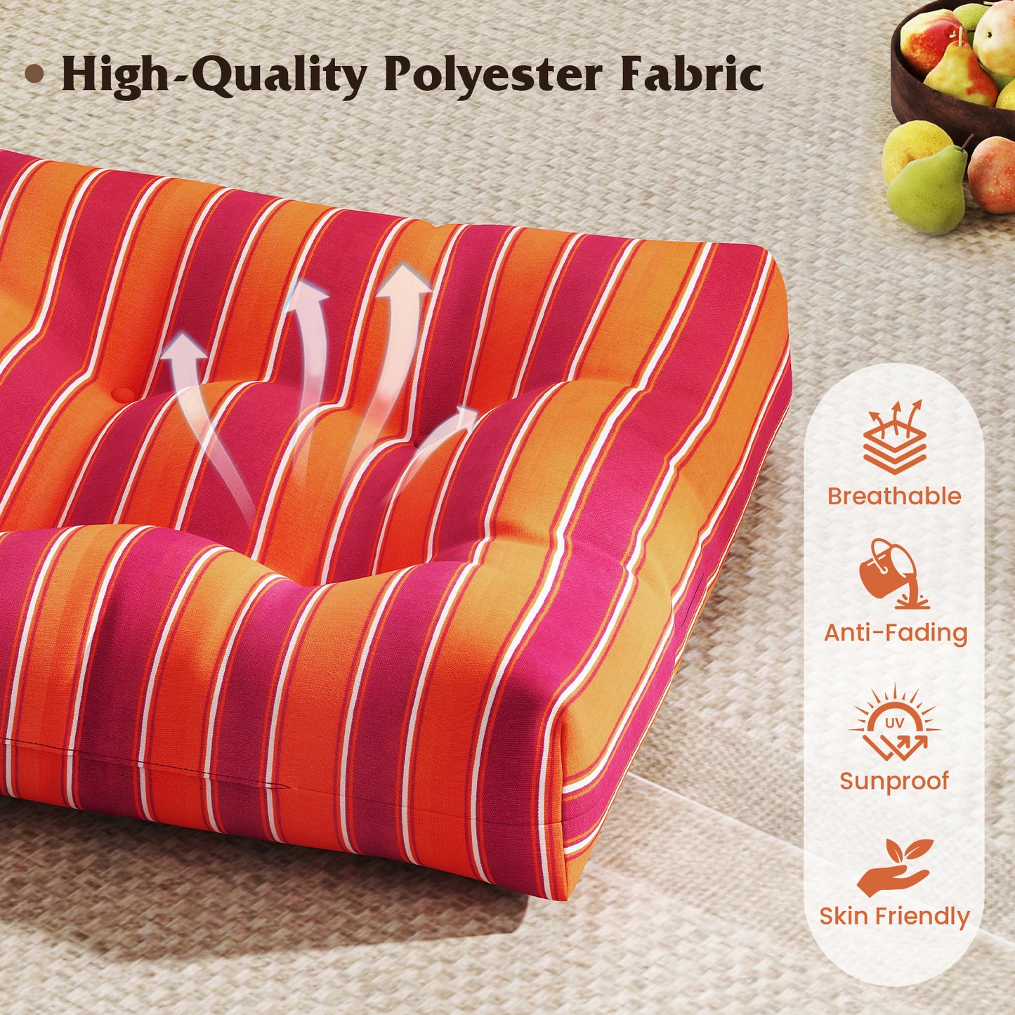 21x21 Inch Patio Chair Seat Cushion Pads - Indoor & Outdoor