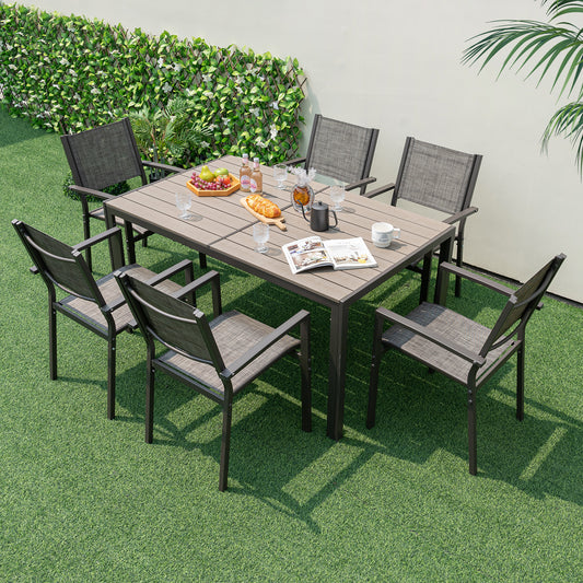 Stackable Patio Dining Chairs Set of 6 with Breathable Fabric