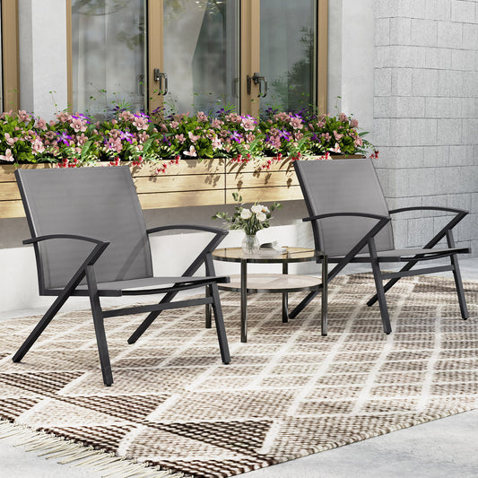 Patio Chairs Set of 2 with Heavy Duty Metal Frame