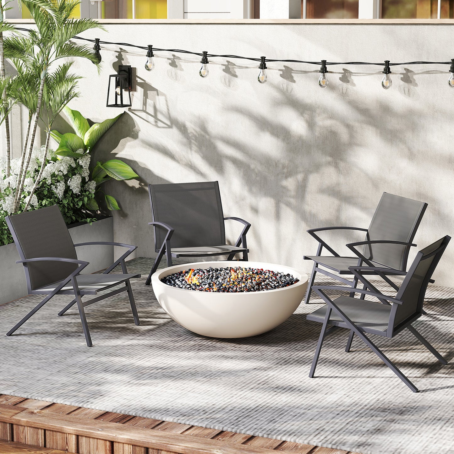 Patio Chairs Set of 2 with Heavy Duty Metal Frame