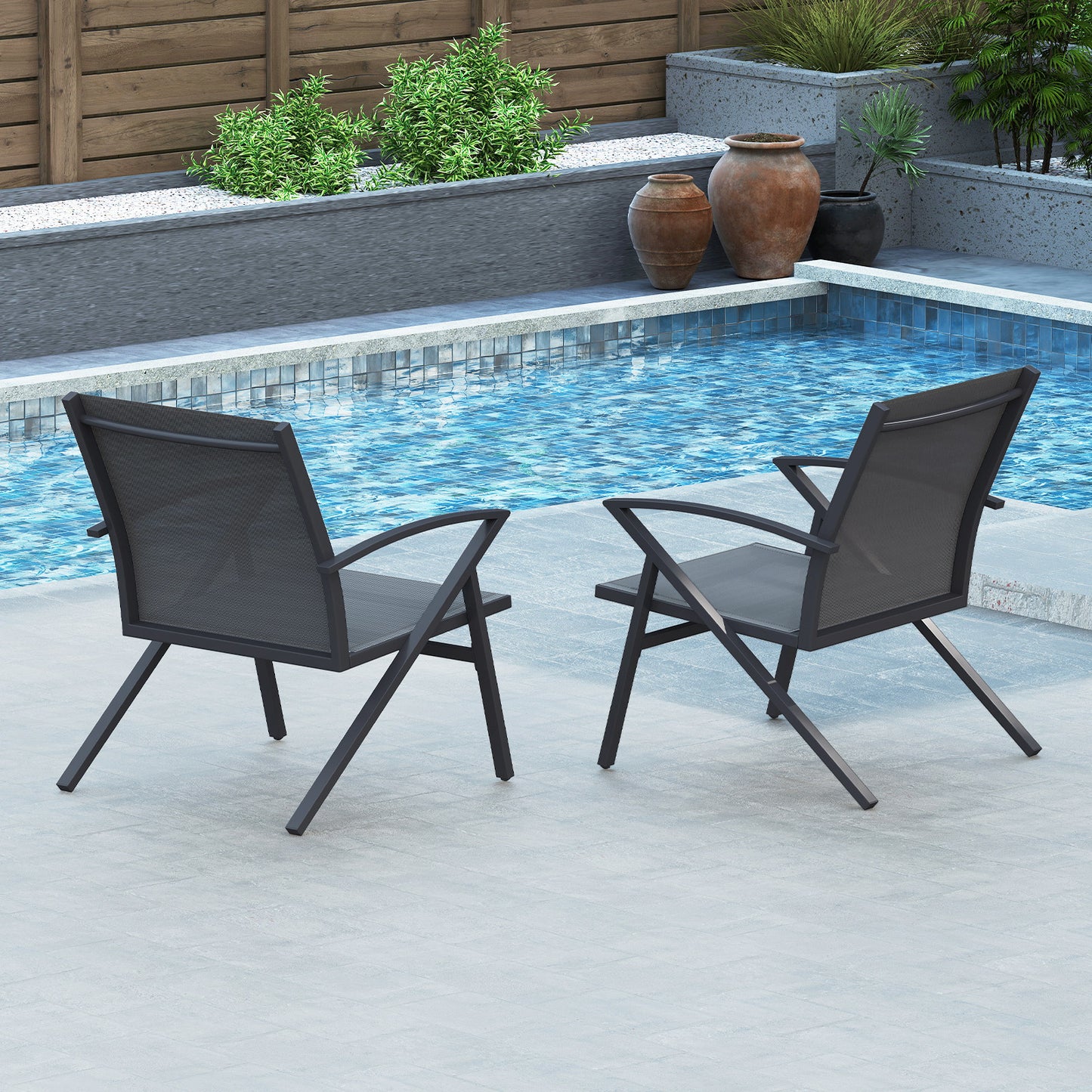 Patio Chairs Set of 2 with Heavy Duty Metal Frame