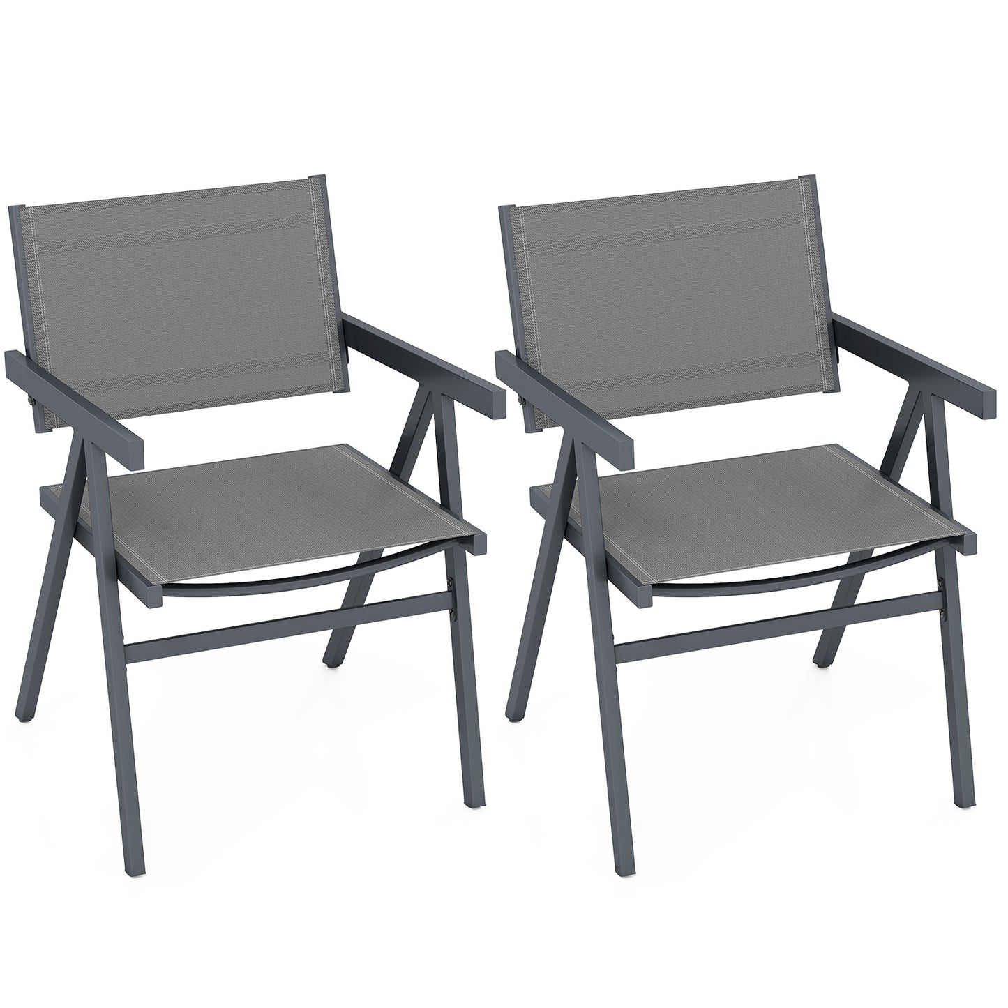 Outdoor Dining Chairs Set of 2 with Breathable Fabric