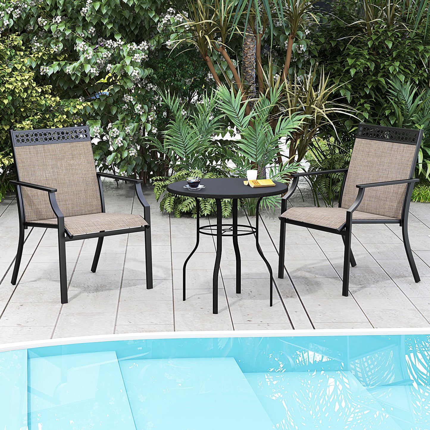 Patio Dining Chairs Set of 2 with Breathable Fabric