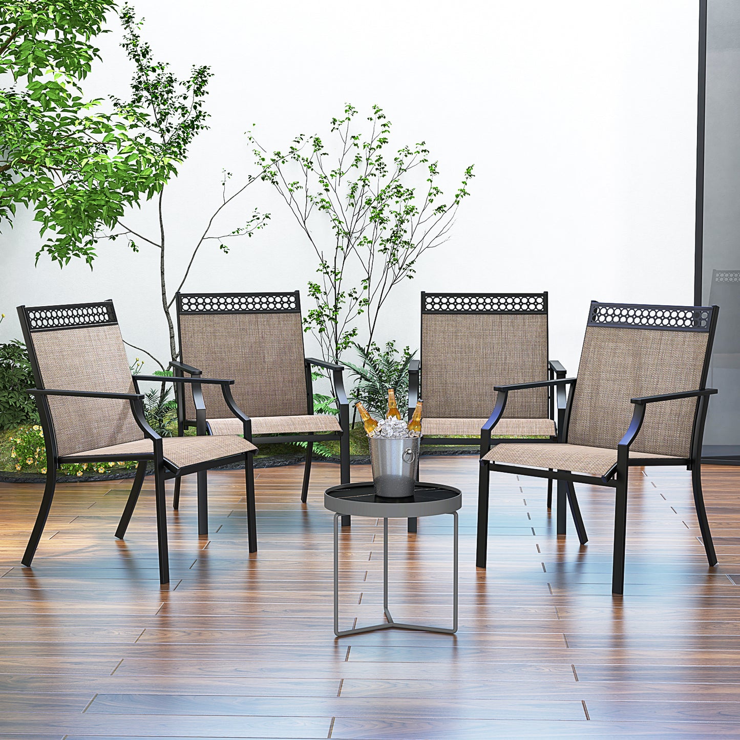 Patio Dining Chairs Set of 2 with Breathable Fabric