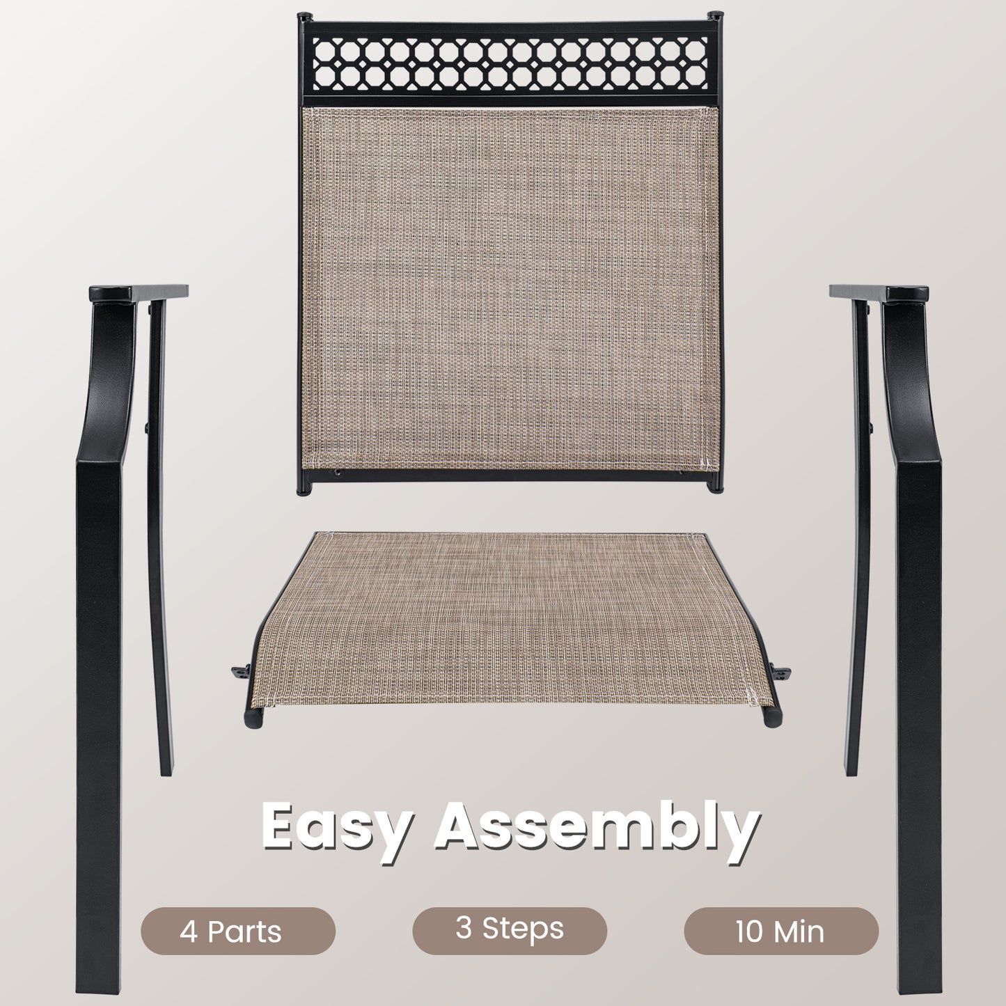 Patio Dining Chairs Set of 2 with Breathable Fabric