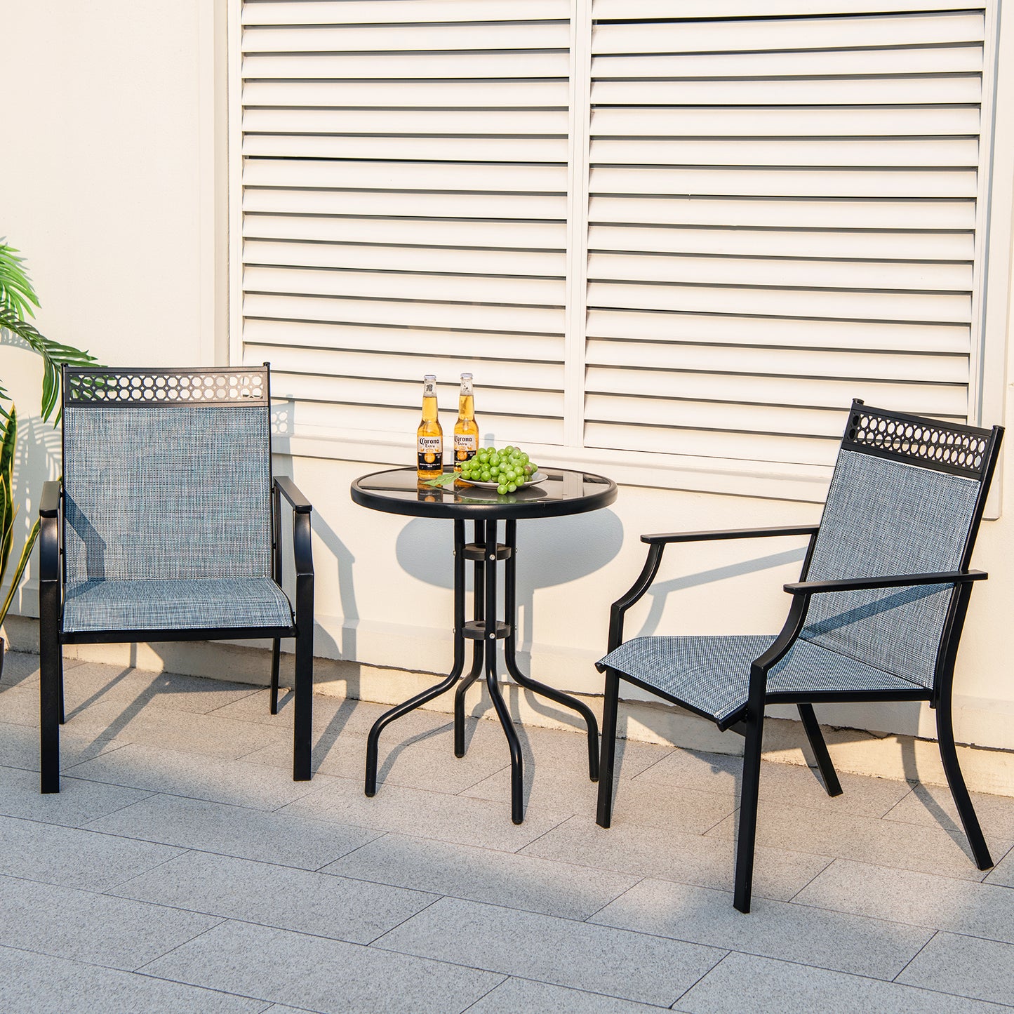 Patio Dining Chairs Set of 2 with Breathable Fabric