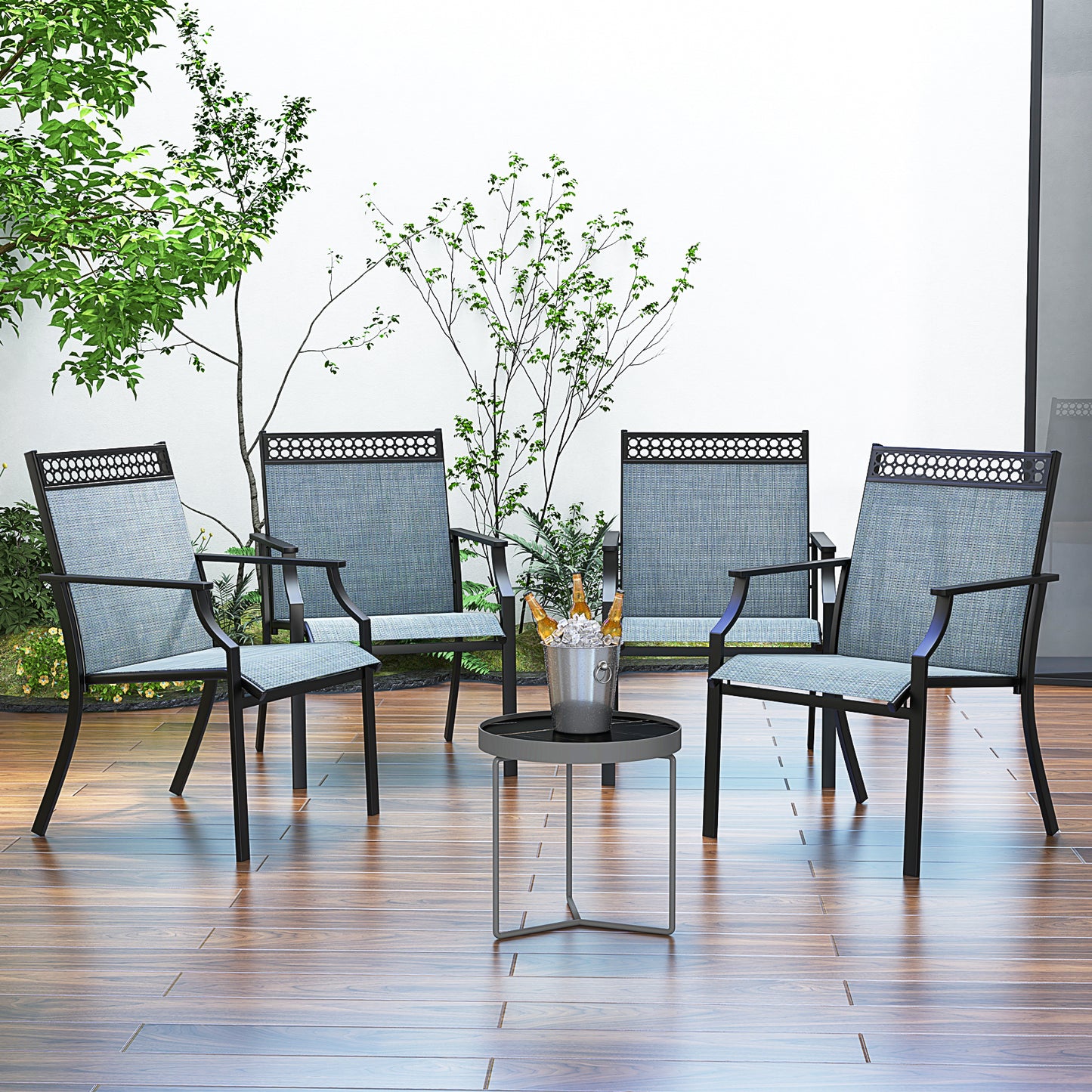 Patio Dining Chairs Set of 2 with Breathable Fabric