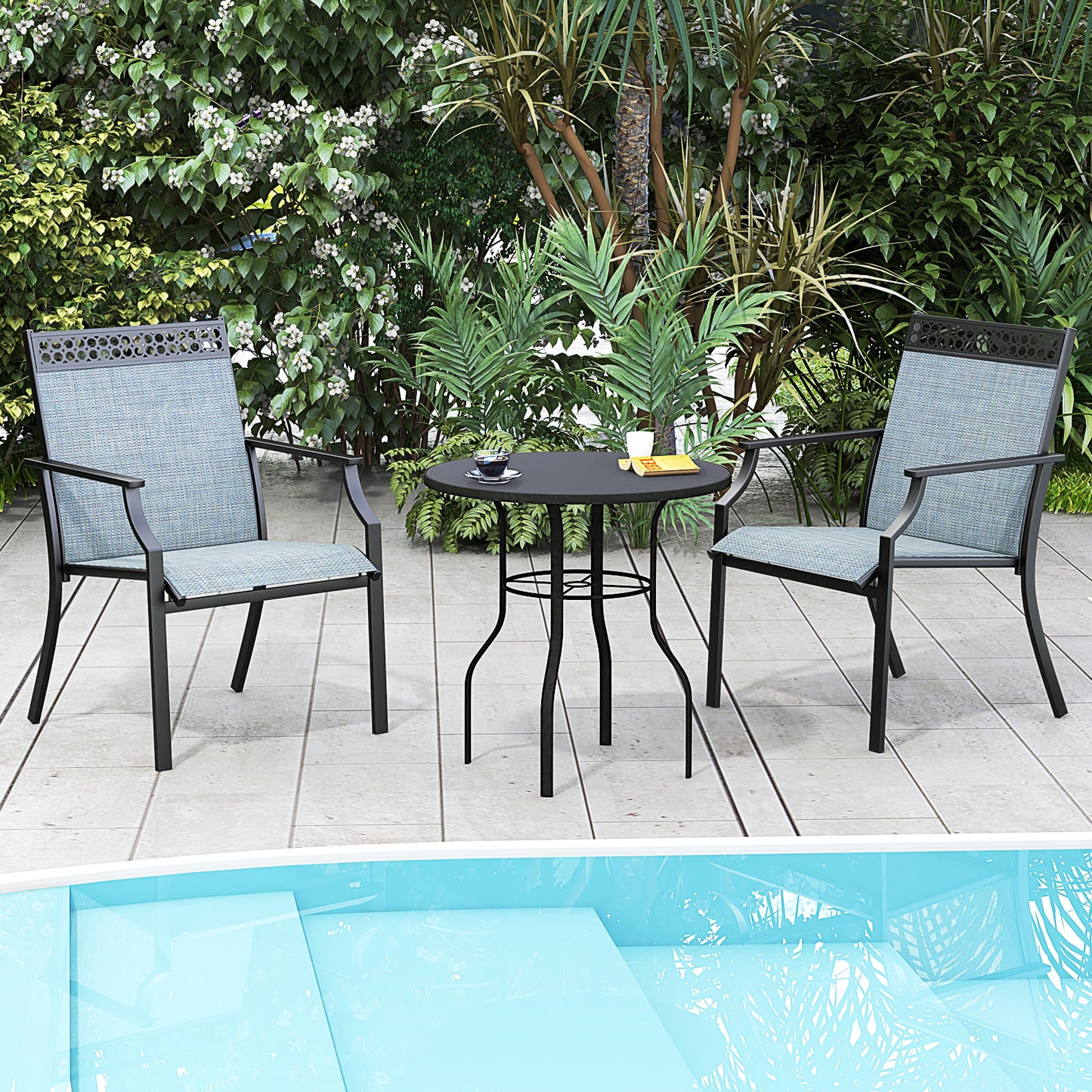 Patio Dining Chairs Set of 2 with Breathable Fabric