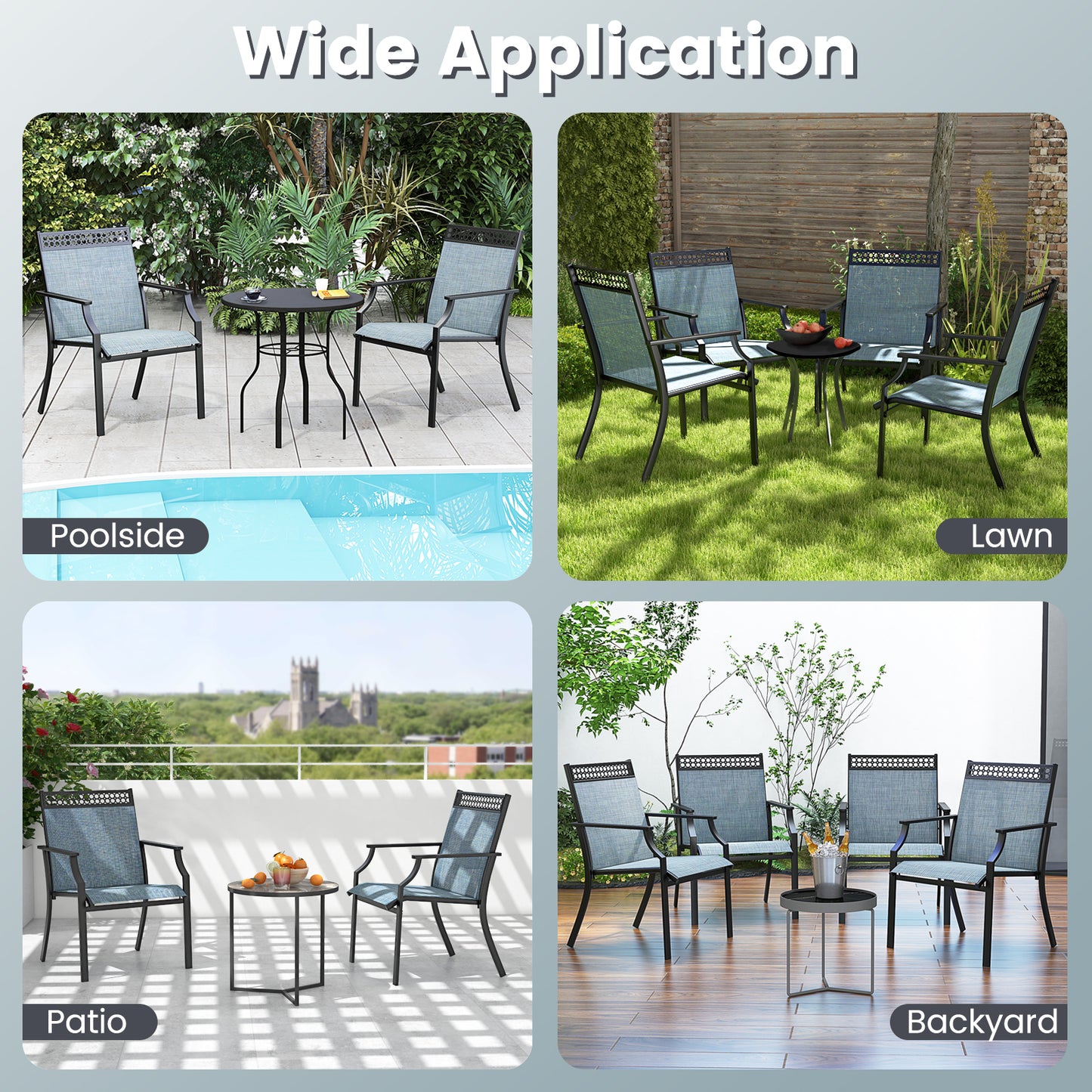 Patio Dining Chairs Set of 2 with Breathable Fabric