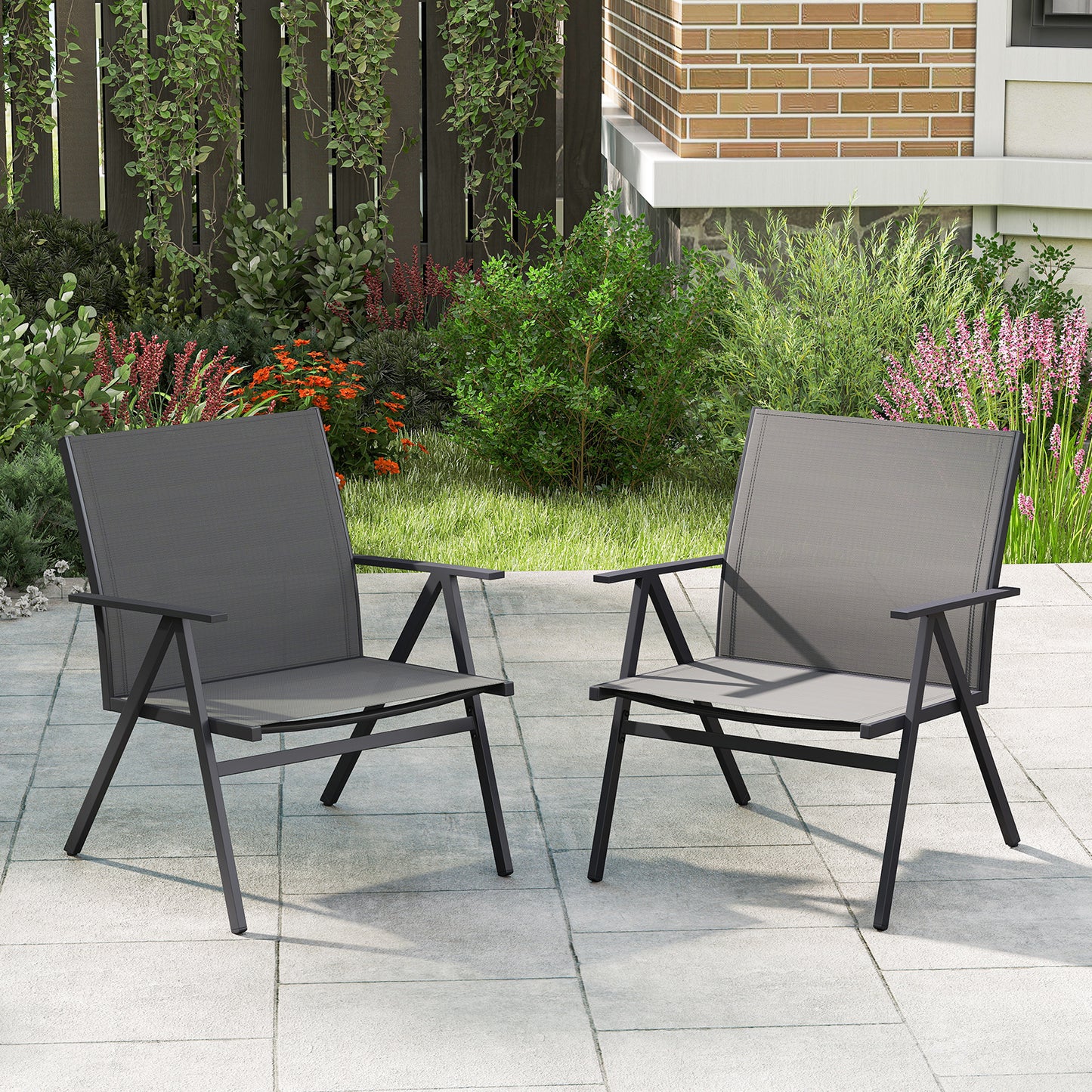 Patio Dining Chairs Set of 2 with Breathable Mesh Fabric