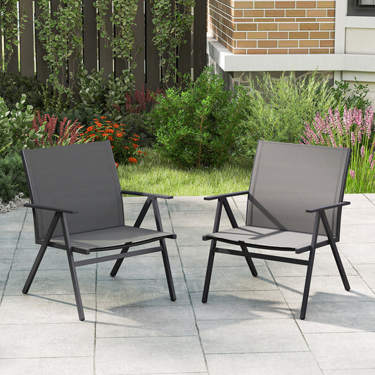 Patio Dining Chairs Set of 2 with Breathable Mesh Fabric