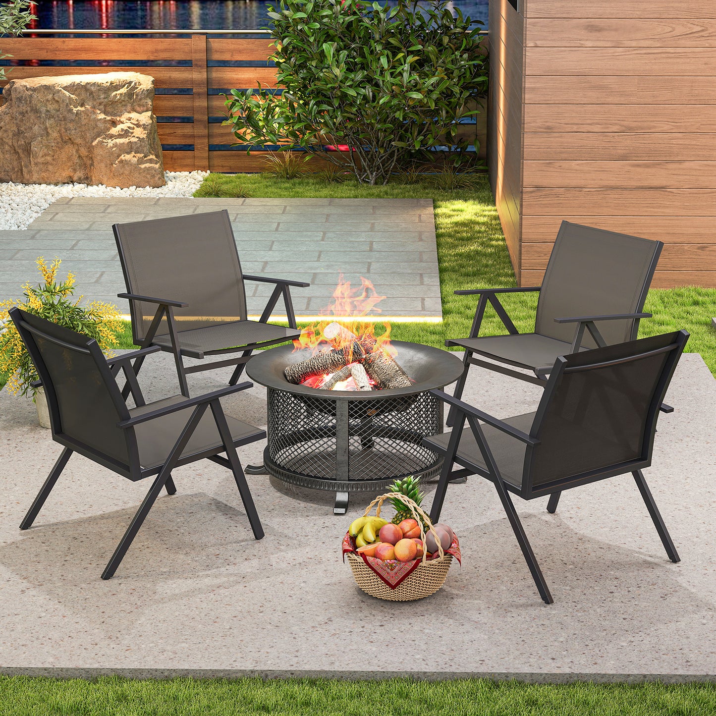 Patio Dining Chairs Set of 2 with Breathable Mesh Fabric
