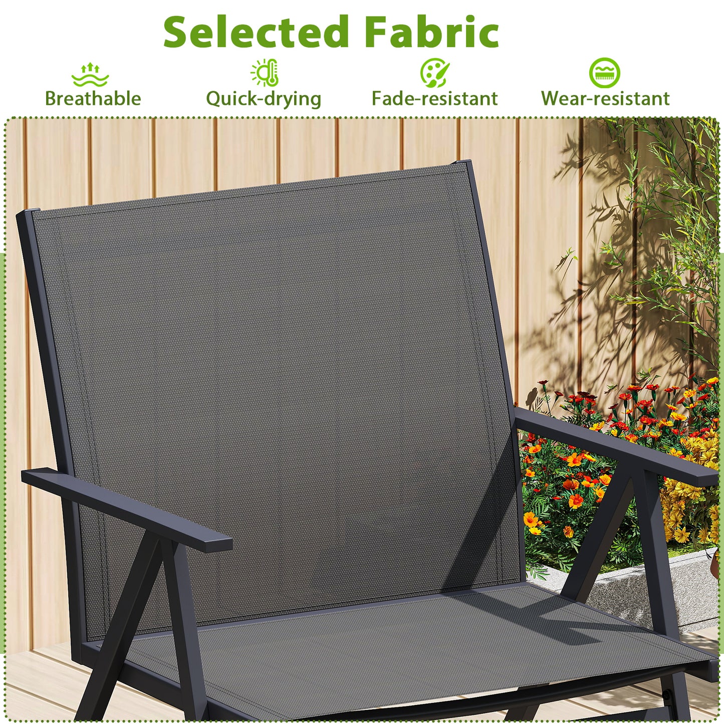 Patio Dining Chairs Set of 2 with Breathable Mesh Fabric