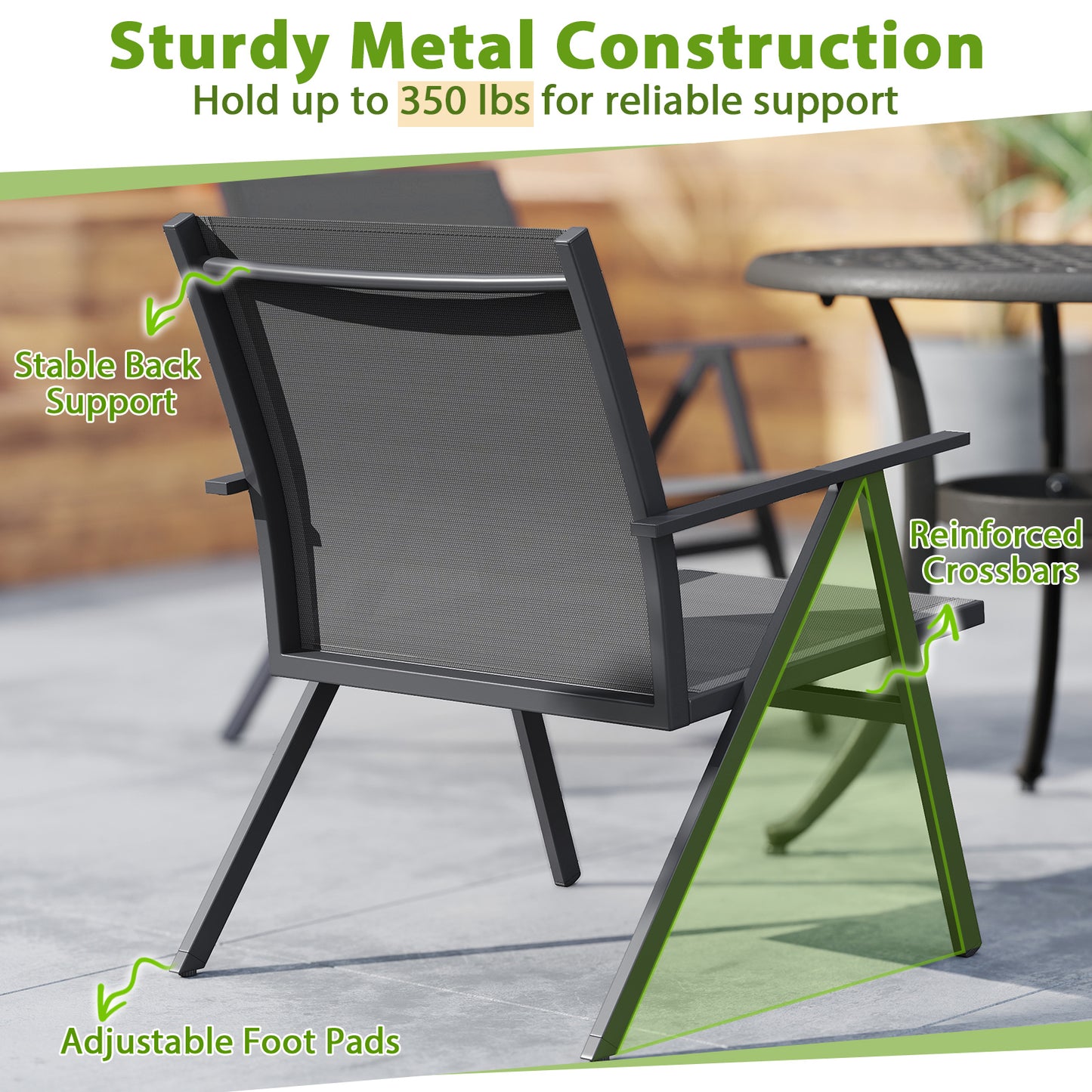 Patio Dining Chairs Set of 2 with Breathable Mesh Fabric