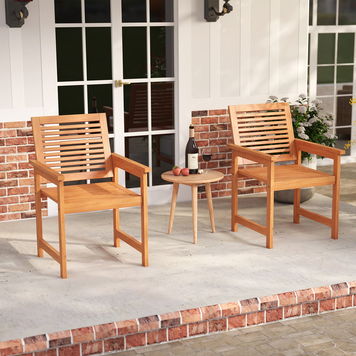 Patio Dining Chairs Set of 2 with Inclined Backrests