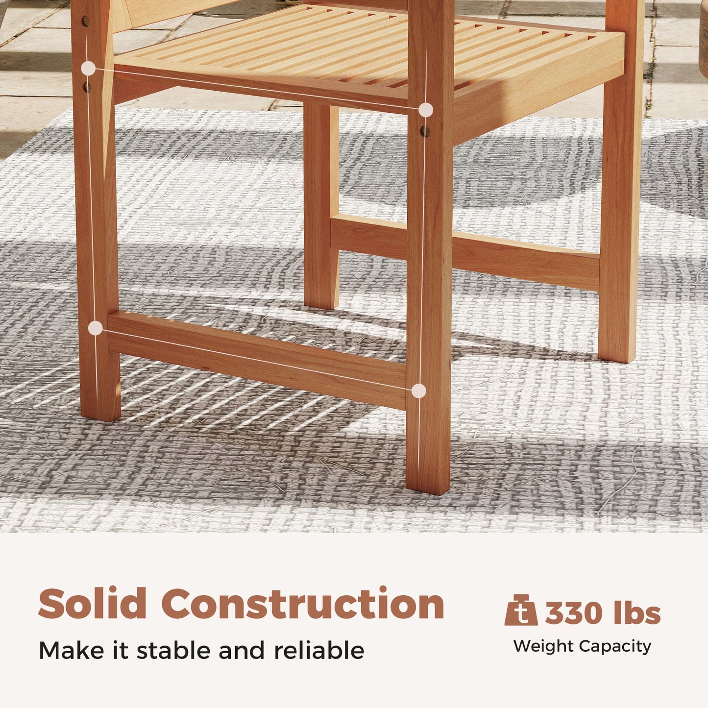 Patio Dining Chairs Set of 2 with Inclined Backrests