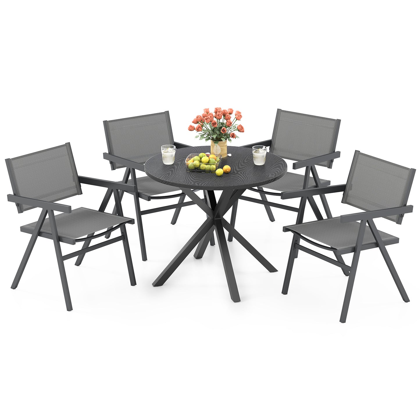 Outdoor Dining Chairs Set of 2 with Breathable Fabric