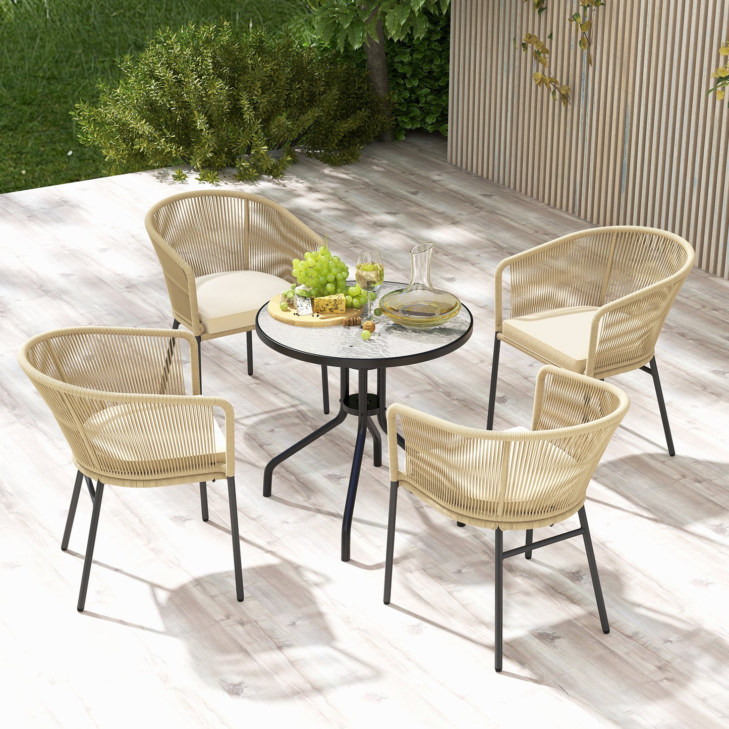 Patio Dining Chairs Set of 4 with Cushioned Seats