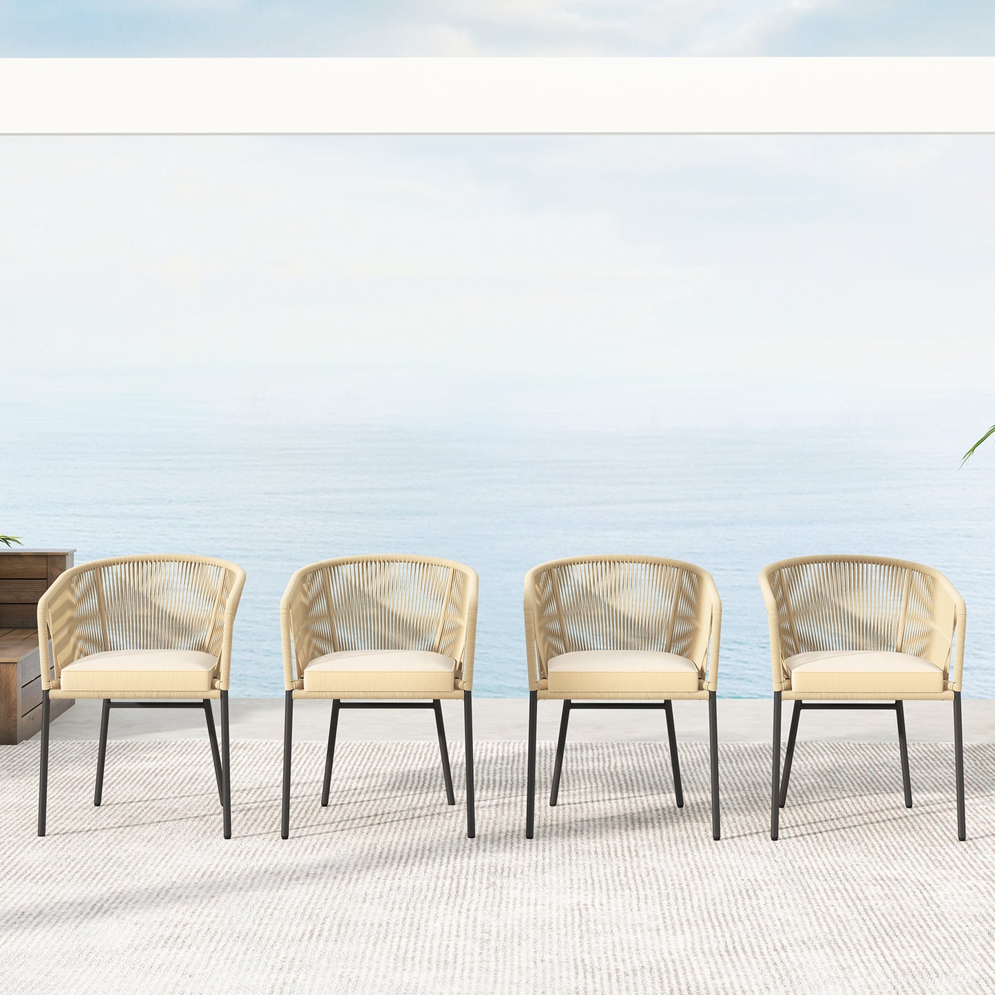 Patio Dining Chairs Set of 4 with Cushioned Seats