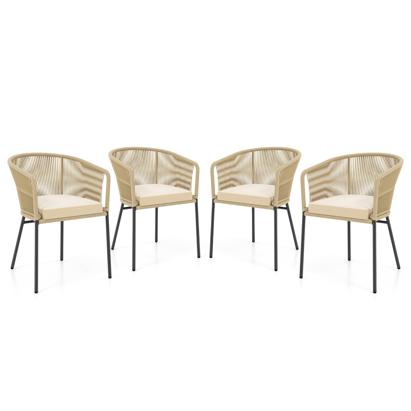 Patio Dining Chairs Set of 4 with Cushioned Seats
