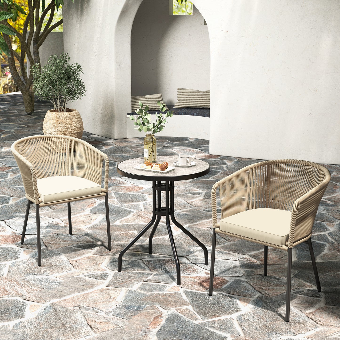 Patio Dining Chairs Set of 4 with Cushioned Seats
