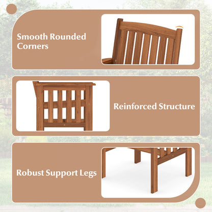 Solid Wood Patio Dining Chairs Set of 2 with Slatted Seat