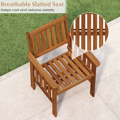 Solid Wood Patio Dining Chairs Set of 2 with Slatted Seat