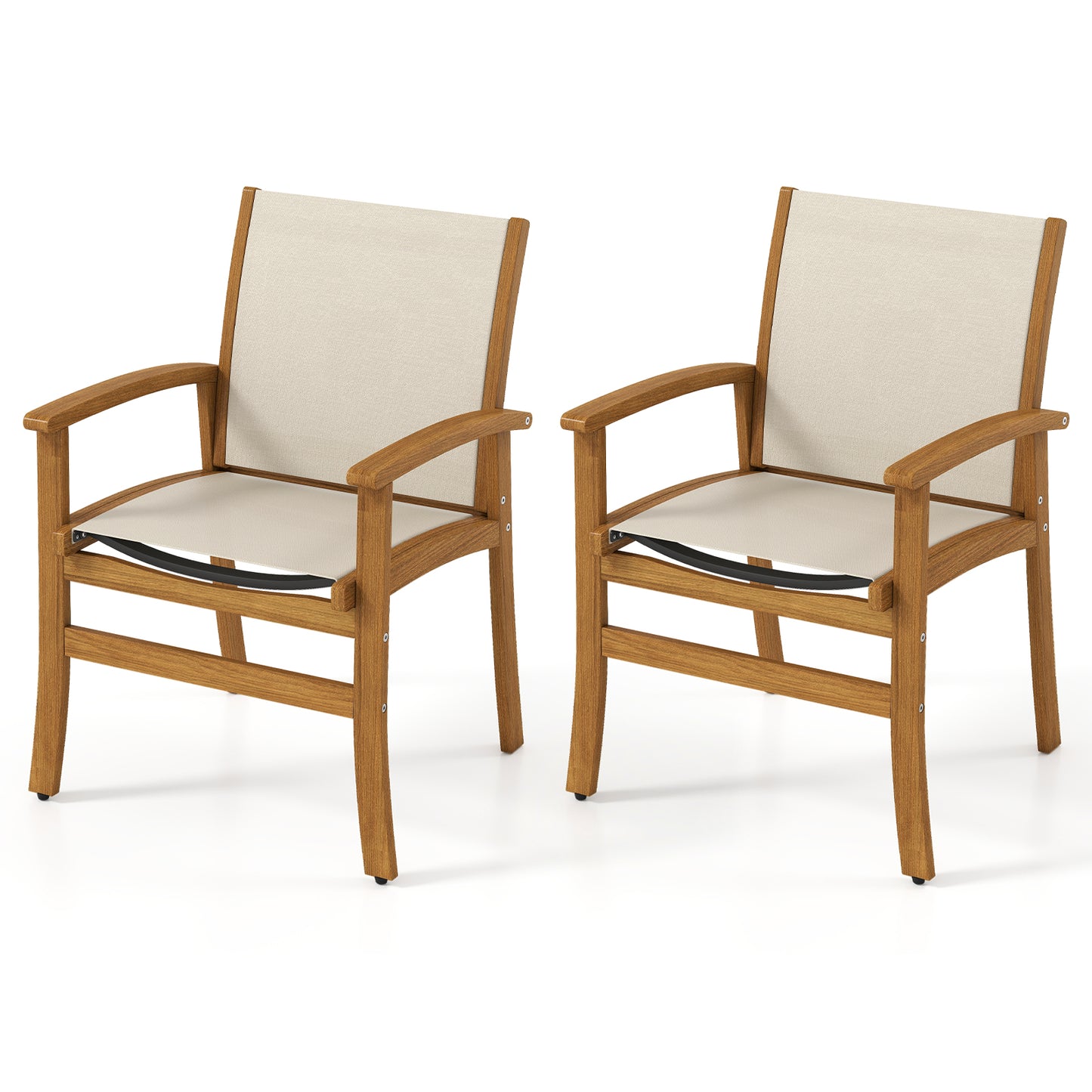 Patio Dining Chairs Set of 2 with Acacia Wood Frame