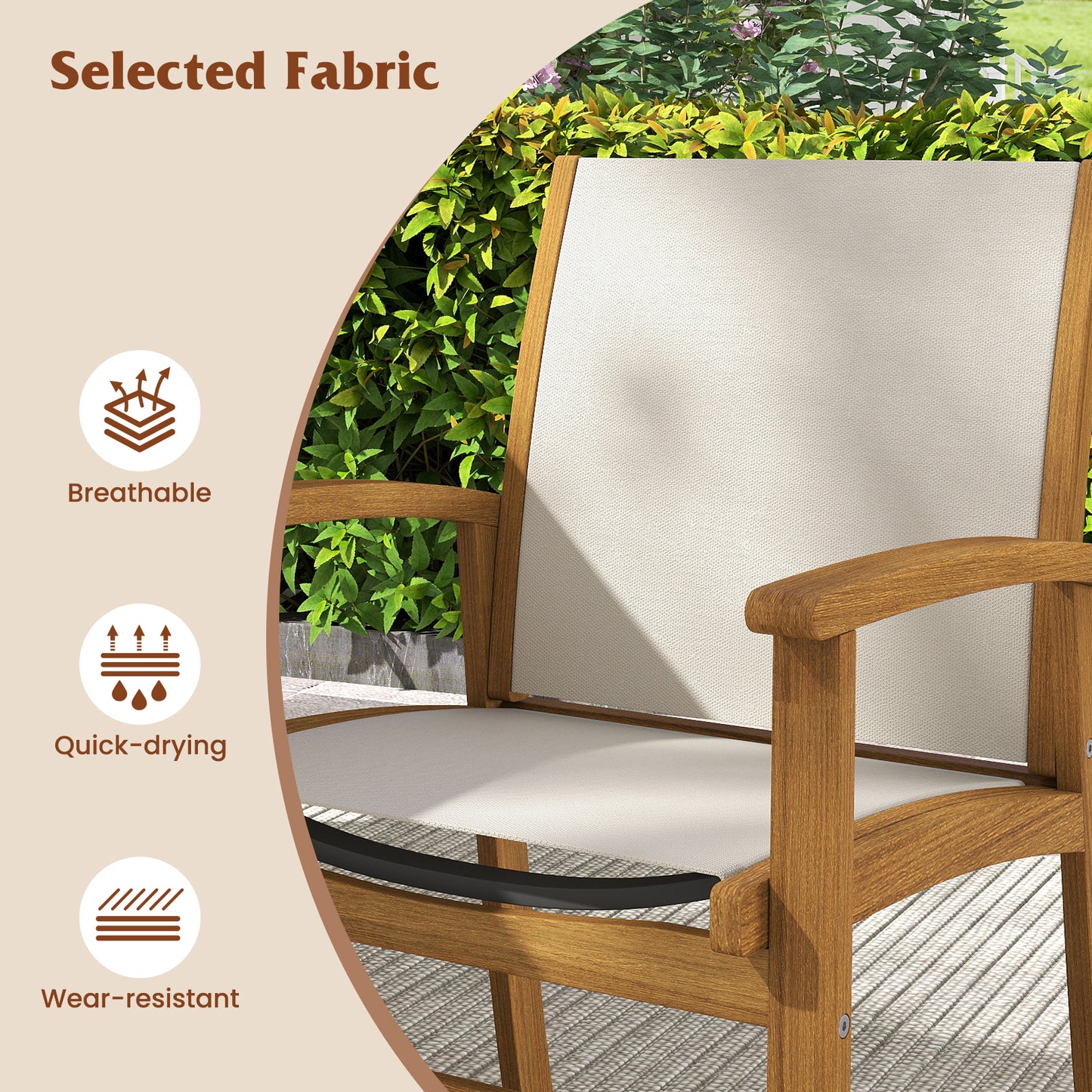 Patio Dining Chairs Set of 2 with Acacia Wood Frame