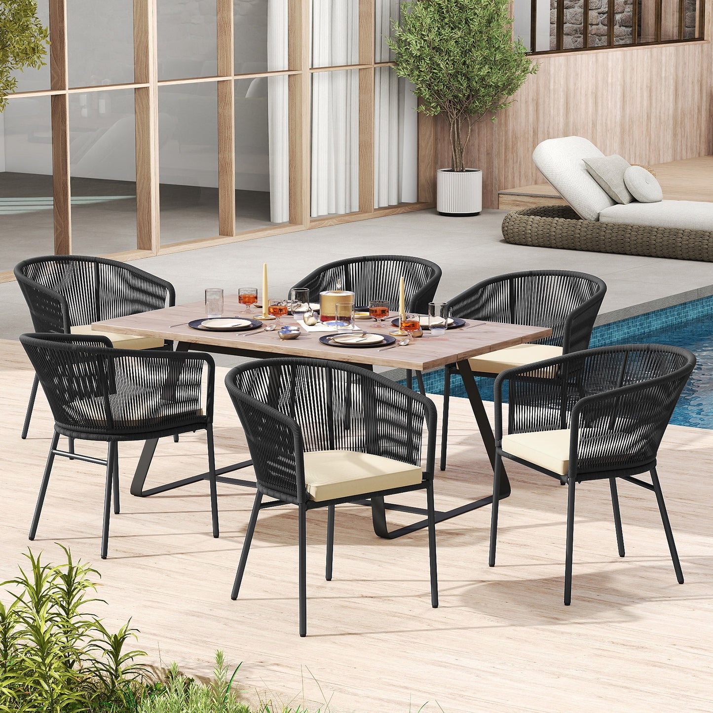 Patio Dining Chairs Set of 4 with Cushioned Seats