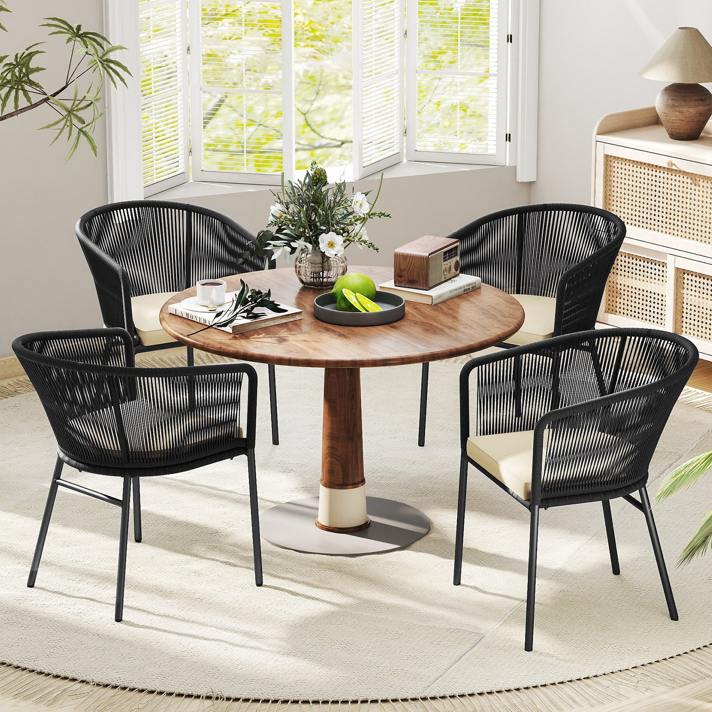 Patio Dining Chairs Set of 4 with Cushioned Seats