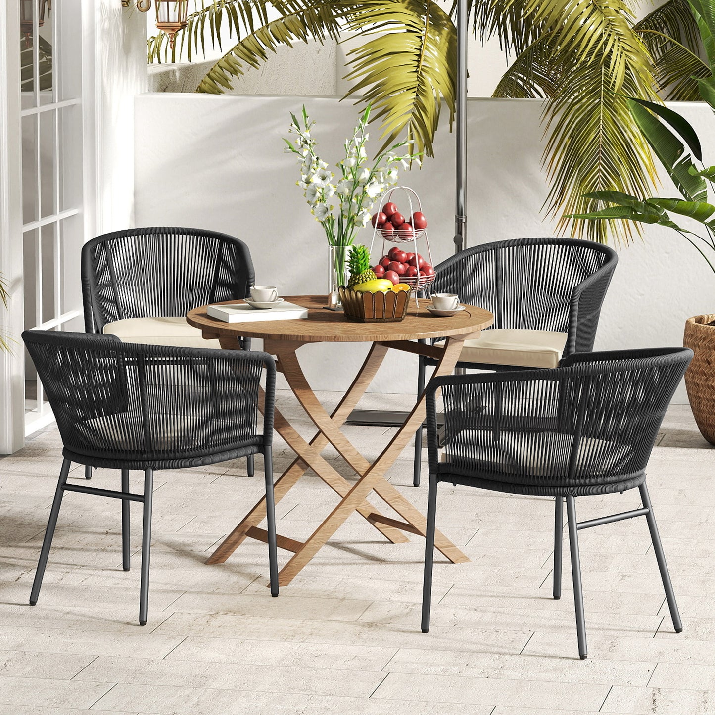 Patio Dining Chairs Set of 4 with Cushioned Seats