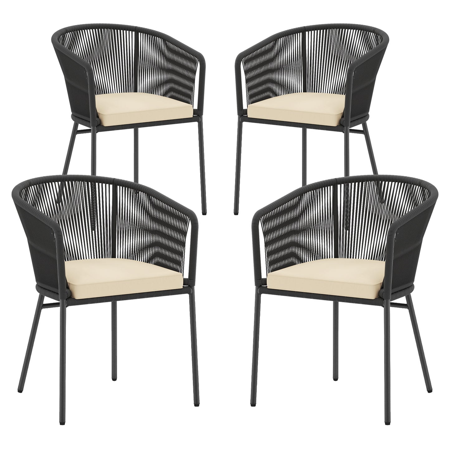 Patio Dining Chairs Set of 4 with Cushioned Seats