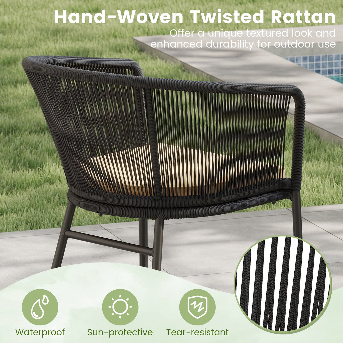 Patio Dining Chairs Set of 4 with Cushioned Seats