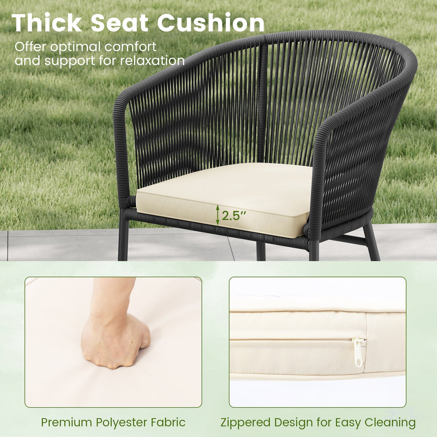 Patio Dining Chairs Set of 4 with Cushioned Seats