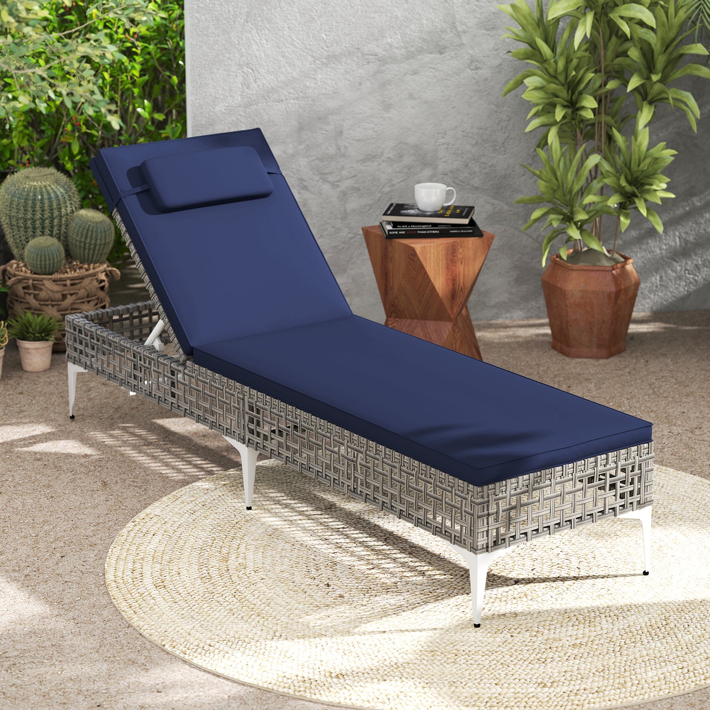 Patio Chaise Lounge Chair Set with 6-Level Adjustable Backrest