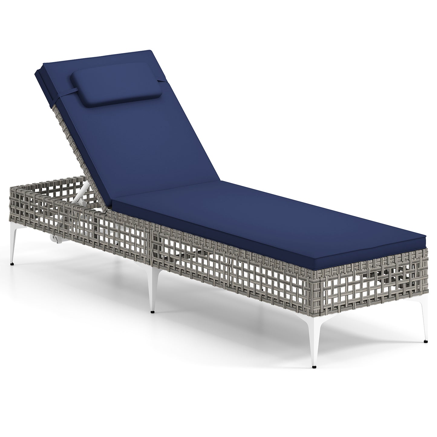 Adjustable Chaise Lounge Chair with Cushion and Headrest