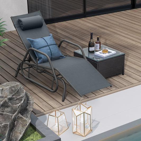 Outdoor Glider Chaise Lounge Chair with Adjustable Backrest