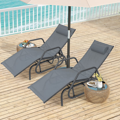 Outdoor Glider Chaise Lounge Chair with Adjustable Backrest
