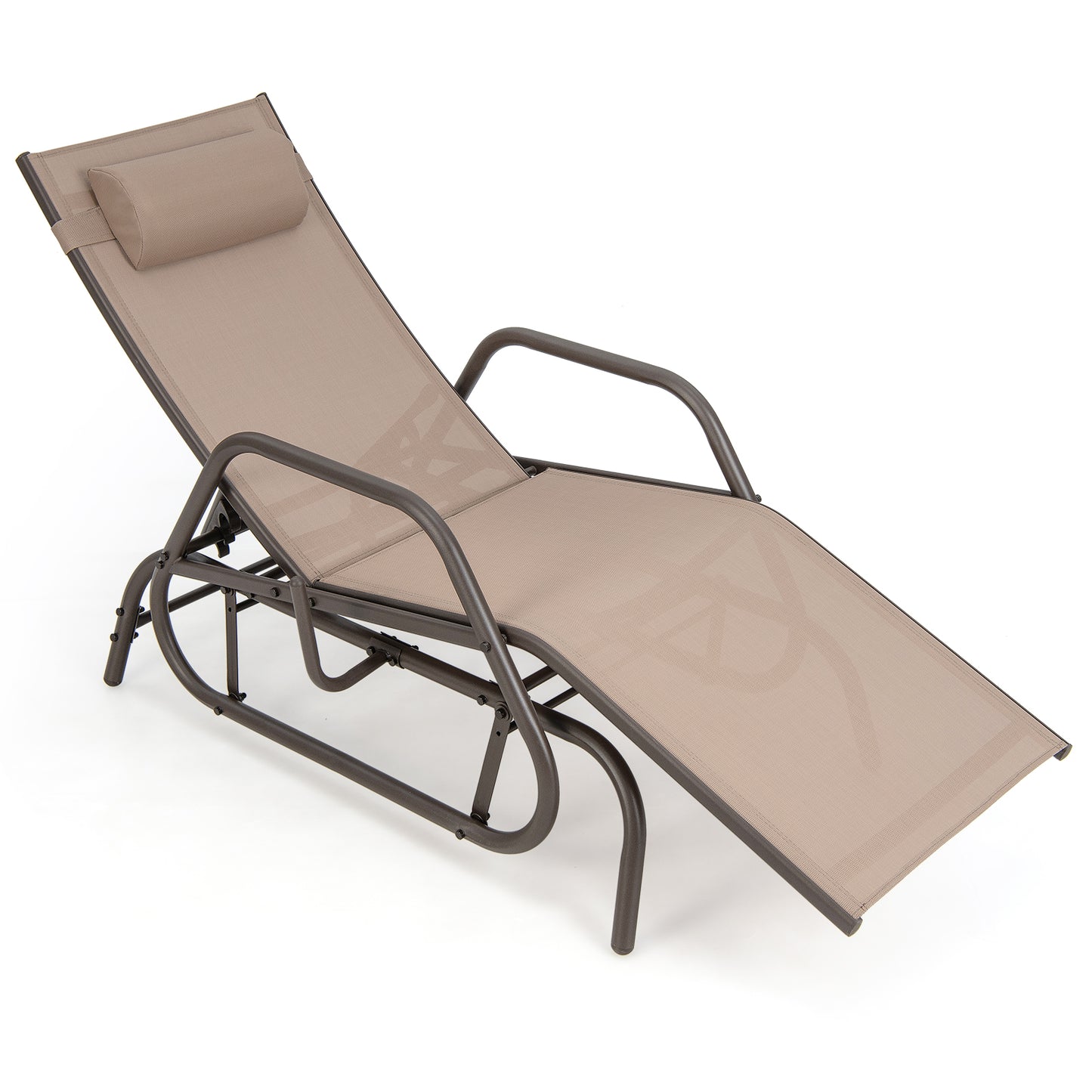 Outdoor Glider Chaise Lounge Chair with Adjustable Backrest