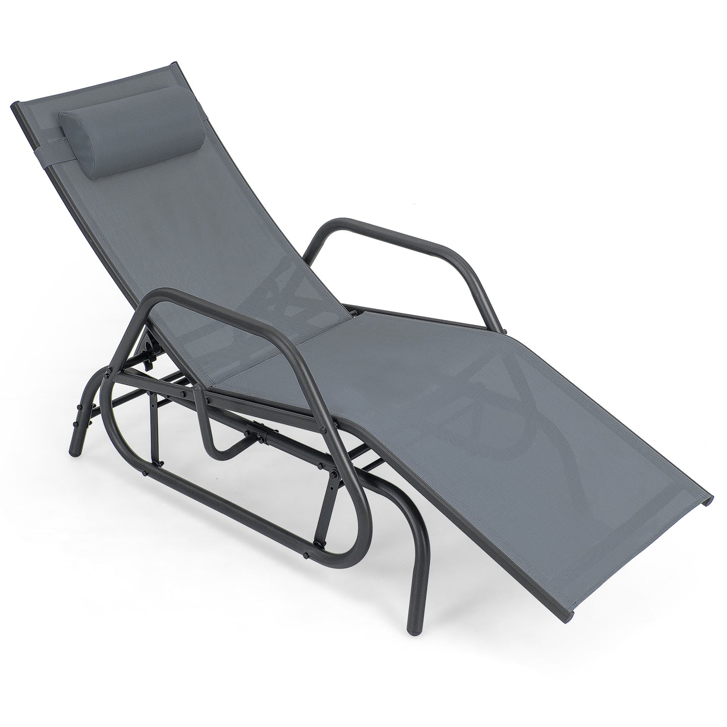 Outdoor Glider Chaise Lounge Chair with Adjustable Backrest