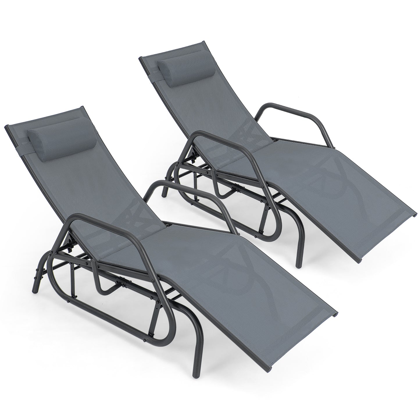 Outdoor Glider Chaise Lounge Chair with Adjustable Backrest