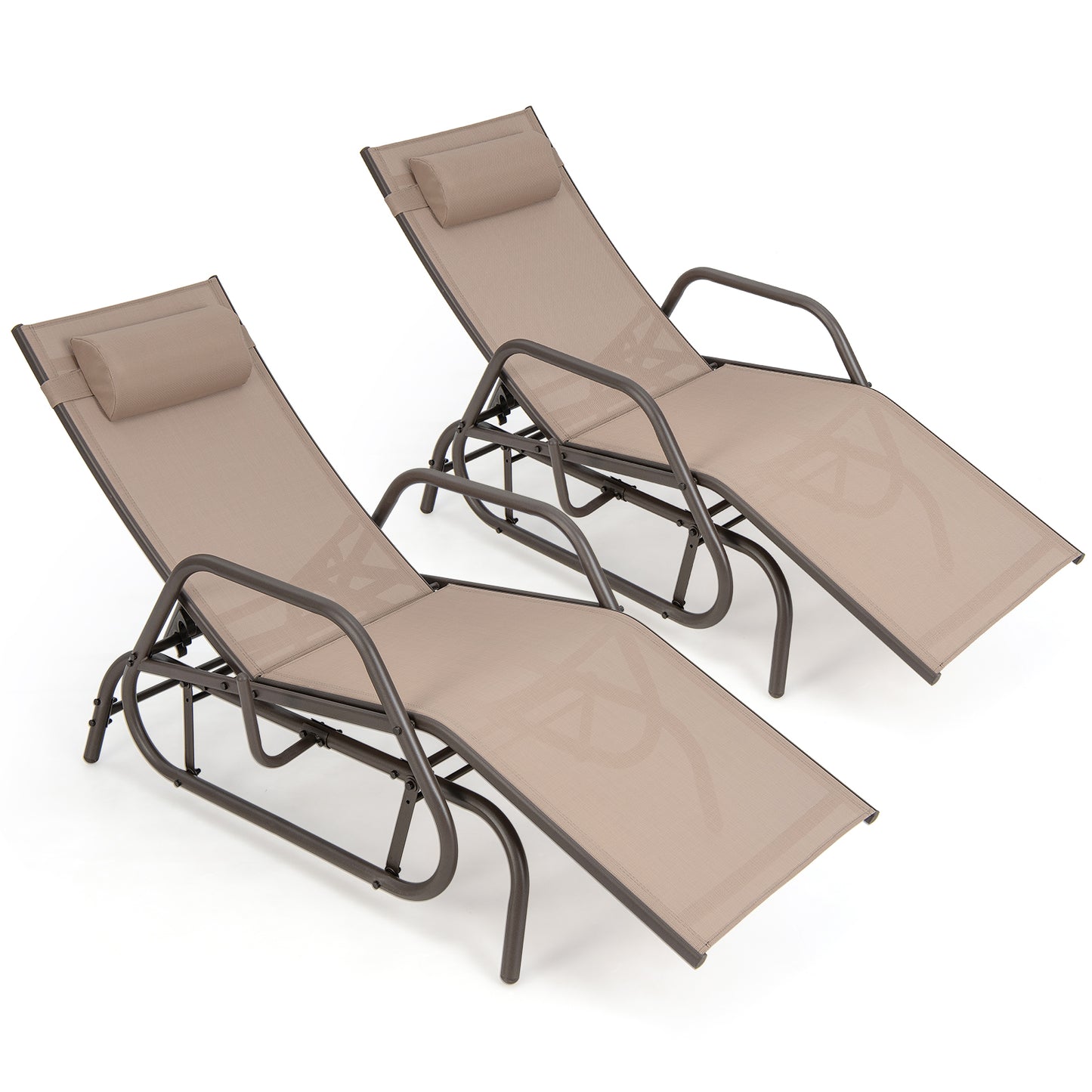 Outdoor Glider Chaise Lounge Chair with Adjustable Backrest