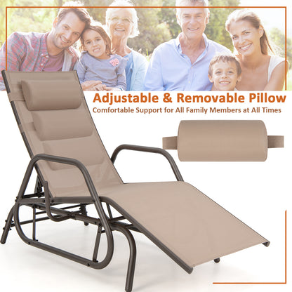 Outdoor Glider Chaise Lounge Chair with Adjustable Backrest