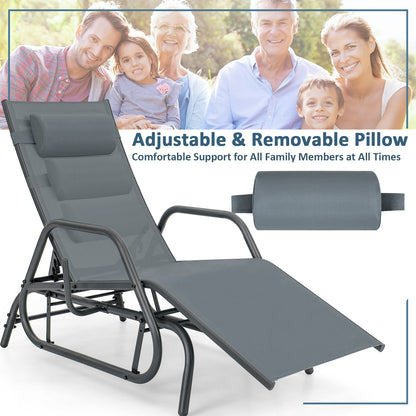 Outdoor Glider Chaise Lounge Chair with Adjustable Backrest