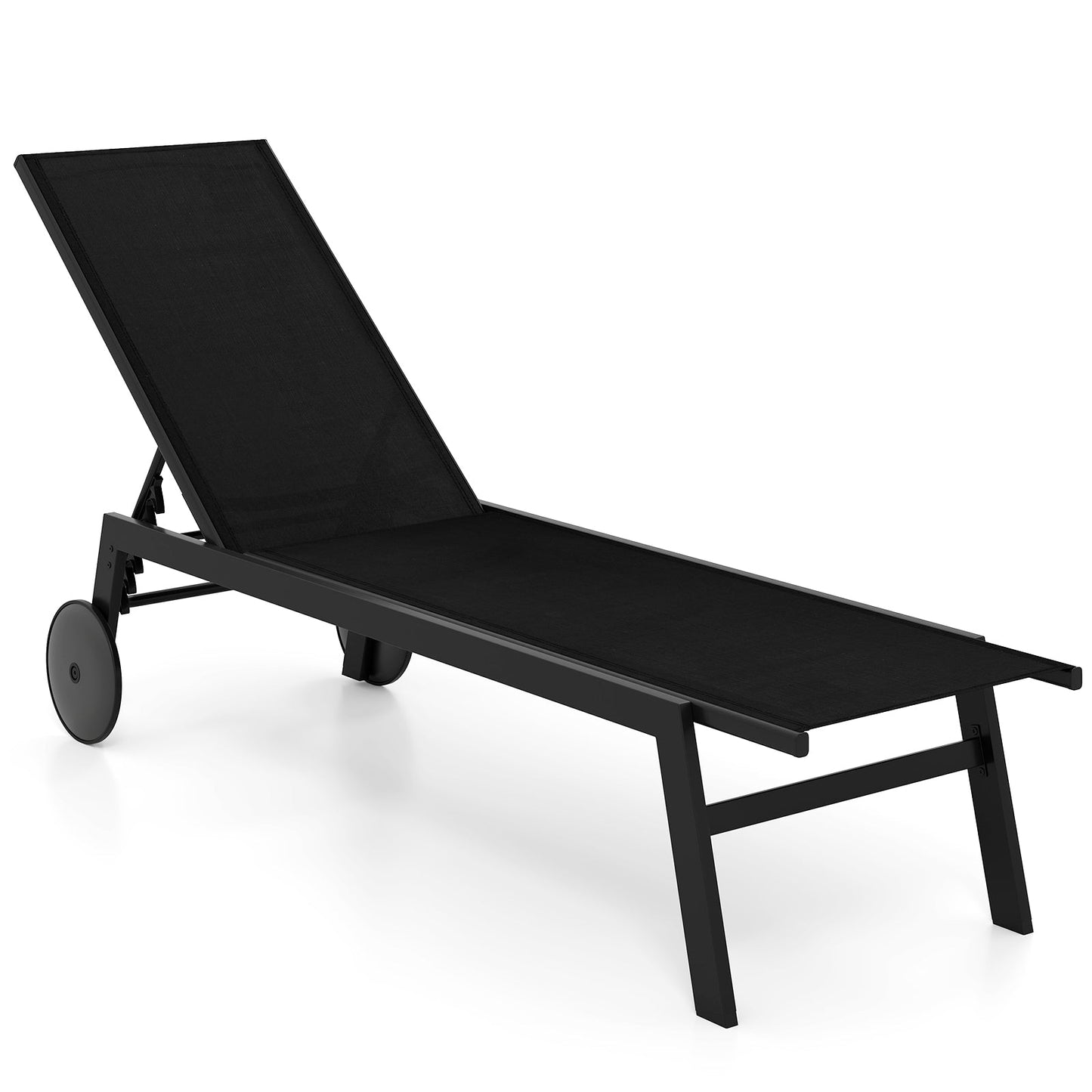 Patio Chaise Lounge Chair with Wheels and 6