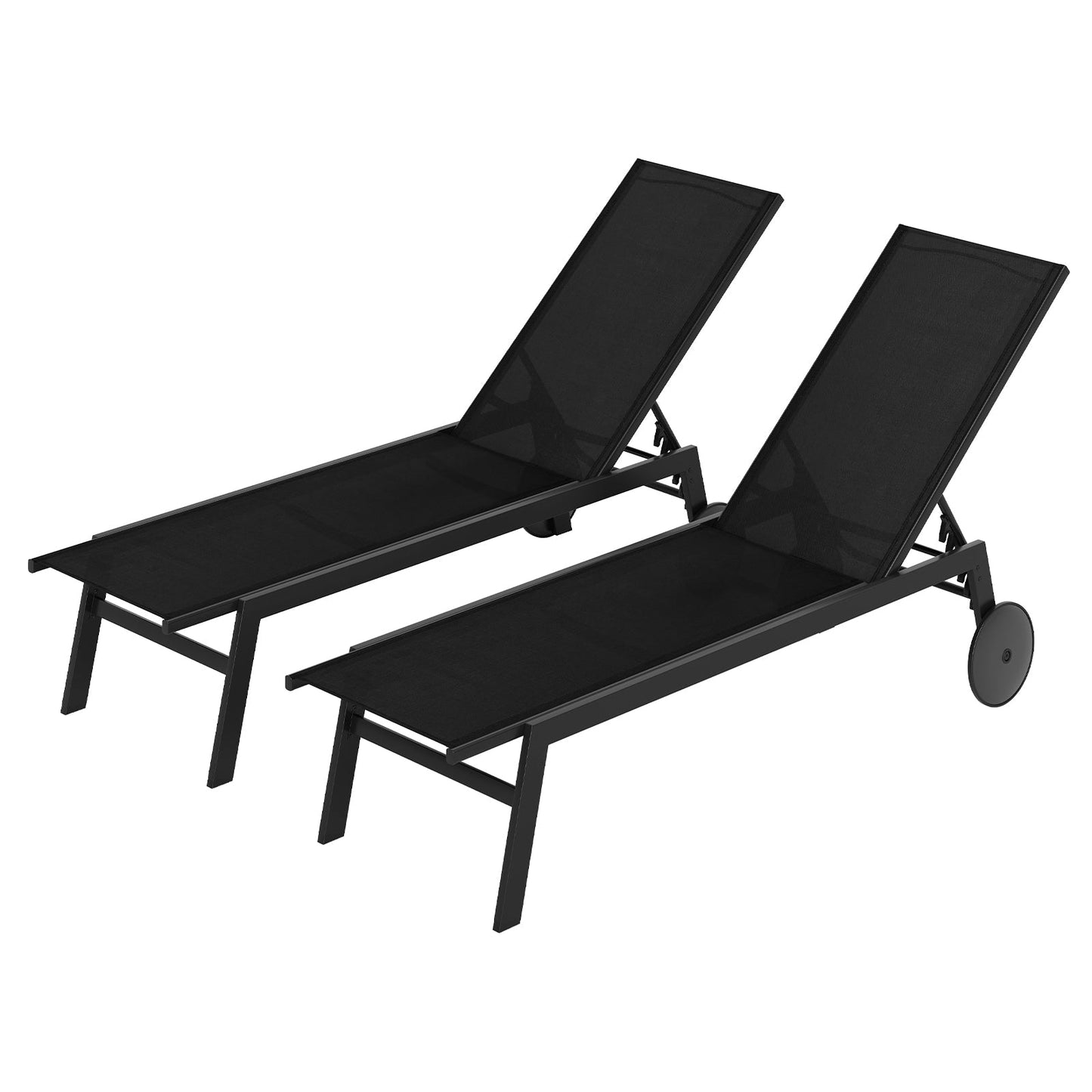 Patio Chaise Lounge Chair with Wheels and 6