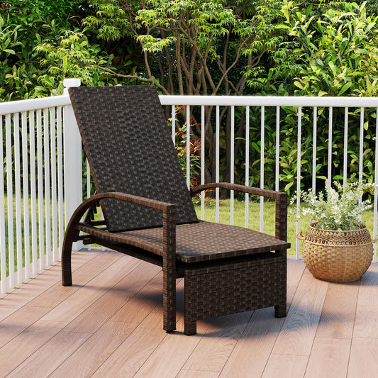 Outdoor Chaise Lounge with Retractable Ottoman - Mix Brown