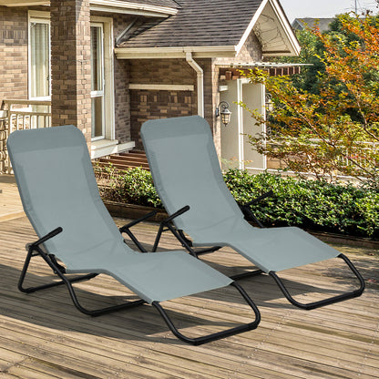 Folding Patio Chaise Lounge Set with Rocking Design - 2 Pieces